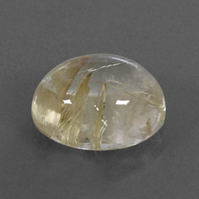 4.89 ct Yellow Rutile Quartz Stone, Natural Rutile Quartz in Oval Cabochon Shape for Sale