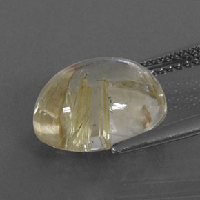 Rutile Quartz Gemstone in 12 x 10 mm (calibrated) Size for Sale, Rutile Quartz Stone in Earthy Yellow Color