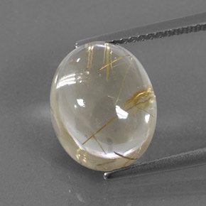 7.12 ct Yellow Rutile Quartz Gemstone, Rutile Quartz Gem in Oval Cabochon Shape for Sale.