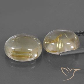Rutile Quartz Gemstones in 12 x 10 mm (calibrated) Size for Sale, Rutile Quartz Stones in Light Yellow Color