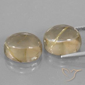 Rutile Quartz Gemstones in 12 x 10 mm (calibrated) Size for Sale, Rutile Quartz Stones in Pale Yellow Color