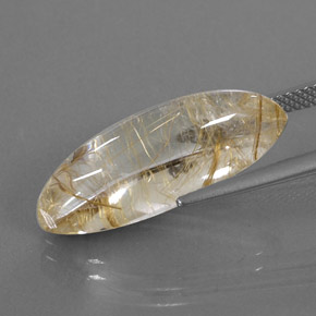 Rutile Quartz Gemstone in 23.3 x 8.8 mm Size for Sale, Rutile Quartz Stone in Colorless Golden Color