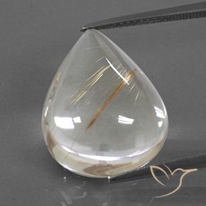 15.33ct Natural Light Yellow Rutile Quartz, Pear Shape, Transparent