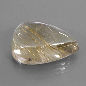 15.54 ct Yellow Rutile Quartz Stone, Natural Rutile Quartz in Pear Cabochon Shape for Sale