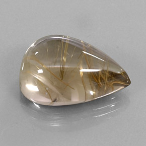 18.76 ct Yellow Rutile Quartz Stone, Natural Rutile Quartz in Pear Cabochon Shape for Sale