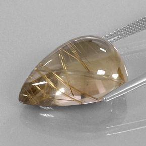 Rutile Quartz Gemstone in 21.2 x 15.5 mm Size for Sale, Rutile Quartz Stone in Colorless Golden Color