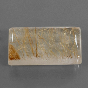 29.39 ct Yellow Rutile Quartz Stone, Natural Rutile Quartz in Baguette Cabochon Shape for Sale