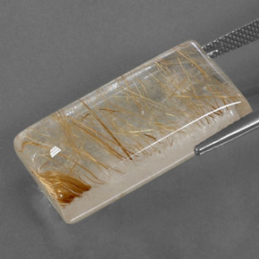 Rutile Quartz Gemstone in 25.7 x 14.7 mm Size for Sale, Rutile Quartz Stone in Colorless Golden Color