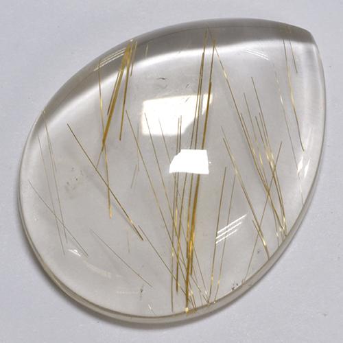 40.8ct Pear Cabochon Colorless Rutile Quartz for sale thumb image of 40.8ct Pear Cabochon Colorless Rutile Quartz (ID: 334118)
