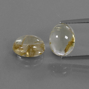 5.16 ct Gold Rutile Quartz Gemstone, Rutile Quartz Gem in Oval Cabochon Shape for Sale.