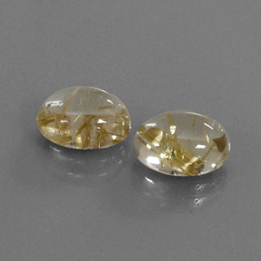 5.16 ct Gold Rutile Quartz Stone, Natural Rutile Quartz in Oval Cabochon Shape for Sale