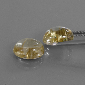 Rutile Quartz Gemstone in 10 x 8 mm (calibrated) Size for Sale, Rutile Quartz Stone in Colorless Golden Color