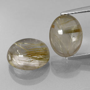 5.79 ct Gold Rutile Quartz Gemstone, Rutile Quartz Gem in Oval Cabochon Shape for Sale.