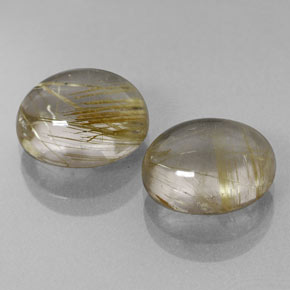 5.79 ct Gold Rutile Quartz Stone, Natural Rutile Quartz in Oval Cabochon Shape for Sale
