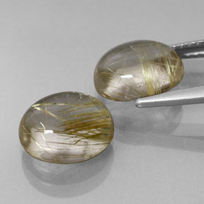 Rutile Quartz Gemstone in 10 x 8 mm (calibrated) Size for Sale, Rutile Quartz Stone in Colorless Golden Color