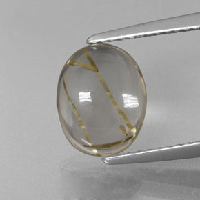 2.66 ct Yellow Rutile Quartz Gemstone, Rutile Quartz Gem in Oval Cabochon Shape for Sale.