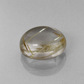 2.66 ct Yellow Rutile Quartz Stone, Natural Rutile Quartz in Oval Cabochon Shape for Sale