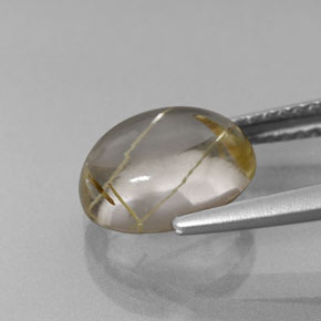 Rutile Quartz Gemstone in 10 x 8 mm (calibrated) Size for Sale, Rutile Quartz Stone in Colorless Golden Color