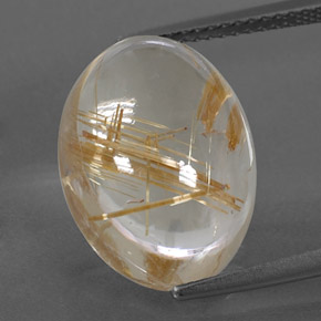 11.37 ct Yellow Rutile Quartz Gemstone, Rutile Quartz Gem in Oval Cabochon Shape for Sale.