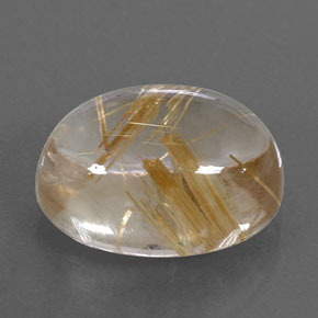 11.37 ct Yellow Rutile Quartz Stone, Natural Rutile Quartz in Oval Cabochon Shape for Sale