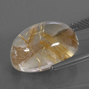 Rutile Quartz Gemstone in 16 x 12 mm (calibrated) Size for Sale, Rutile Quartz Stone in Colorless Golden Color