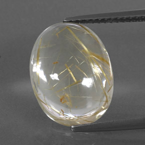 7.87 ct Yellow Rutile Quartz Gemstone, Rutile Quartz Gem in Oval Cabochon Shape for Sale.