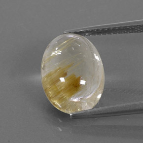 5.68 ct Yellow Rutile Quartz Gemstone, Rutile Quartz Gem in Oval Cabochon Shape for Sale.