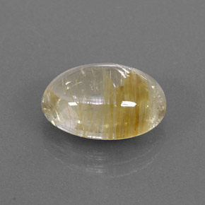 5.68 ct Yellow Rutile Quartz Stone, Natural Rutile Quartz in Oval Cabochon Shape for Sale