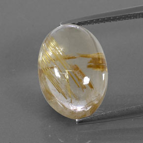 7.07 ct Yellow Rutile Quartz Gemstone, Rutile Quartz Gem in Oval Cabochon Shape for Sale.