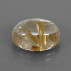 7.07 ct Yellow Rutile Quartz Stone, Natural Rutile Quartz in Oval Cabochon Shape for Sale