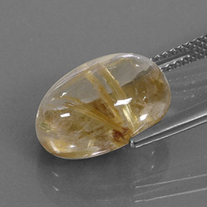 Rutile Quartz Gemstone in 14 x 10 mm (calibrated) Size for Sale, Rutile Quartz Stone in Colorless Golden Color