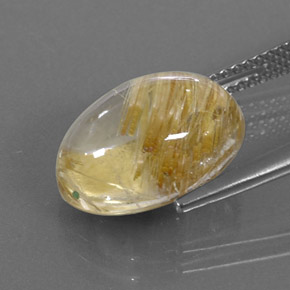 Rutile Quartz Gemstone in 14 x 10 mm (calibrated) Size for Sale, Rutile Quartz Stone in Colorless Golden Color