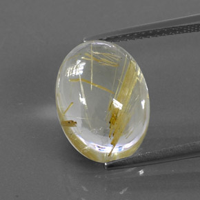7.25 ct Yellow Rutile Quartz Gemstone, Rutile Quartz Gem in Oval Cabochon Shape for Sale.