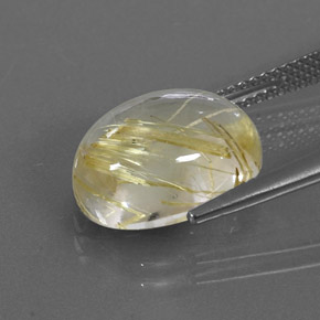 Rutile Quartz Gemstone in 14 x 10 mm (calibrated) Size for Sale, Rutile Quartz Stone in Colorless Golden Color