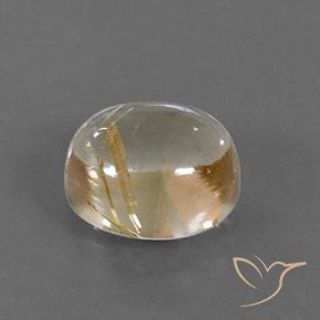 5.03 ct Golden Rutile Quartz Stone, Natural Rutile Quartz in Oval Cabochon Shape for Sale