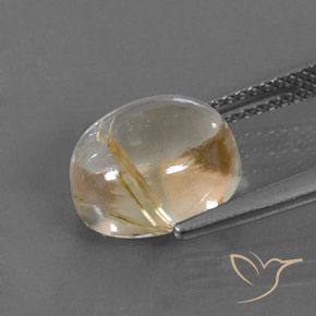 Rutile Quartz Gemstone in 11 x 9 mm (calibrated) Size for Sale, Rutile Quartz Stone in Very Light Golden-Brown Color