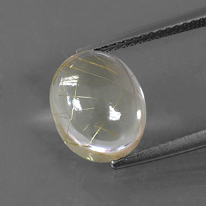 Light Yellow Rutile Quartz Gem - 4.8ct Oval Cabochon (ID: 338143)