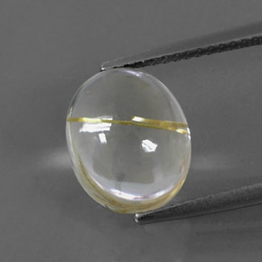 Earthy Yellow Rutile Quartz Gem - 5.2ct Oval Cabochon (ID: 338147)