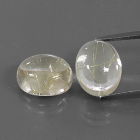 8.92 ct Yellow Rutile Quartz Gemstone, Rutile Quartz Gem in Oval Cabochon Shape for Sale.