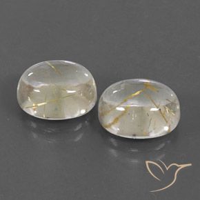 8.46 ctw Yellow Rutile Quartz Stones, Natural Rutile Quartz in Oval Cabochon Shape for Sale