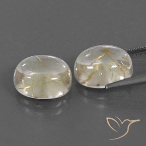 Rutile Quartz Gemstones in 11 x 9 mm (calibrated) Size for Sale, Rutile Quartz Stones in Light Yellow Color