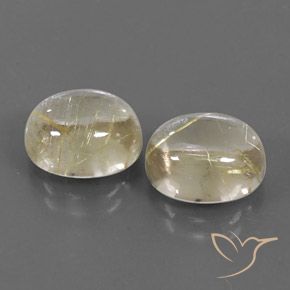 9.49 ctw Yellow Rutile Quartz Stones, Natural Rutile Quartz in Oval Cabochon Shape for Sale