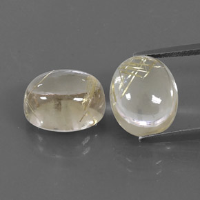 Light Yellow Rutile Quartz Gem - 4.9ct Oval Cabochon (ID: 338201)
