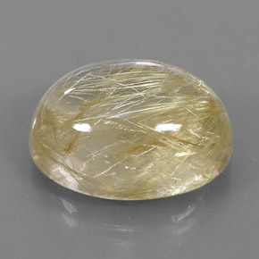 22.76 ct Yellow Rutile Quartz Gemstone, Rutile Quartz Gem in Oval Cabochon Shape for Sale.