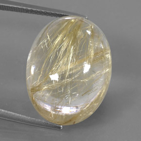 22.76 ct Yellow Rutile Quartz Stone, Natural Rutile Quartz in Oval Cabochon Shape for Sale