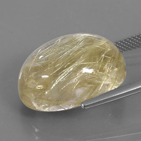 Rutile Quartz Gemstone in 20 x 15 mm (calibrated) Size for Sale, Rutile Quartz Stone in Colorless Golden Color