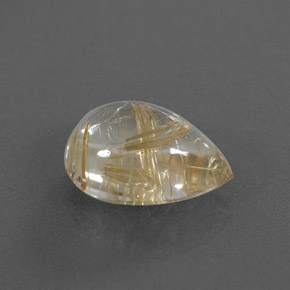 4.02 ct Yellow Rutile Quartz Stone, Natural Rutile Quartz in Pear Cabochon Shape for Sale