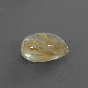 3.53 ct Yellow Rutile Quartz Stone, Natural Rutile Quartz in Pear Cabochon Shape for Sale