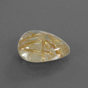 4.25 ct Yellow Rutile Quartz Stone, Natural Rutile Quartz in Pear Cabochon Shape for Sale