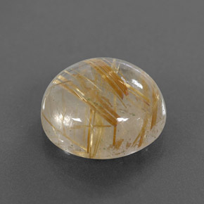 9.16 ct Yellow Rutile Quartz Stone, Natural Rutile Quartz in Round Cabochon Shape for Sale